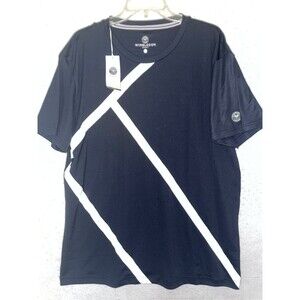 Wimbledon Sport Performance Court Men's XL T-Shirt Navy Blue white stripe NWT